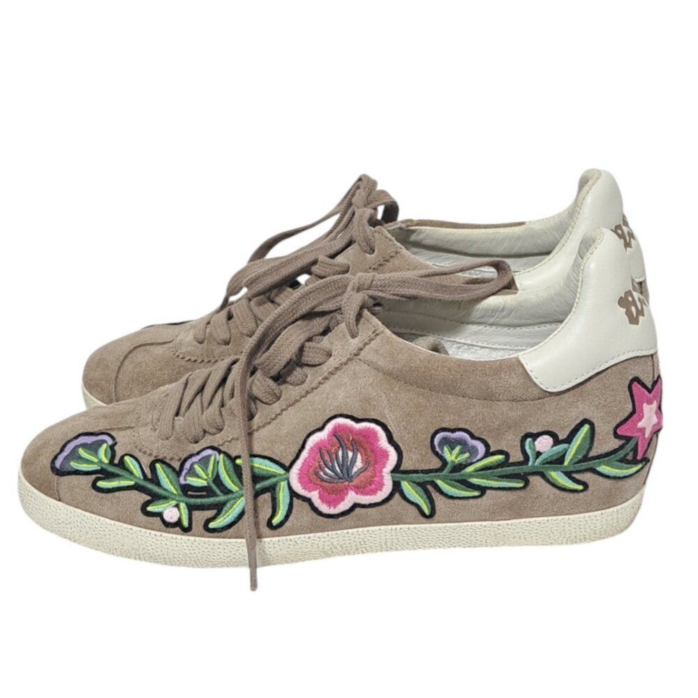 Keds Women's Tan Suede Floral Embroidered Comfort Shoes Sneakers Sz 40 - Picture 3 of 7